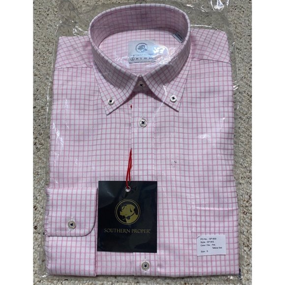 Southern Proper Goal Line Shirt in Pink Tattersall Mens S Small NIP - Picture 1 of 5